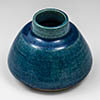 HAK (Herman A. Kahler) short blue vase designed by Nils Kahler
